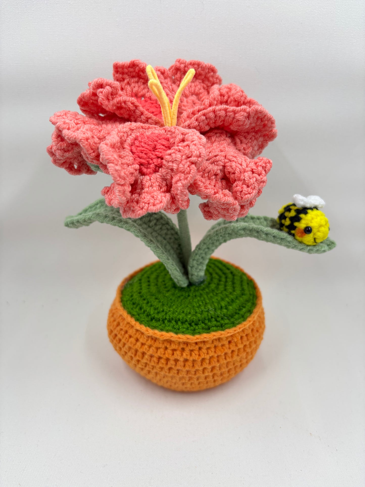 Crochet Hibiscus Flower Pot with Bee