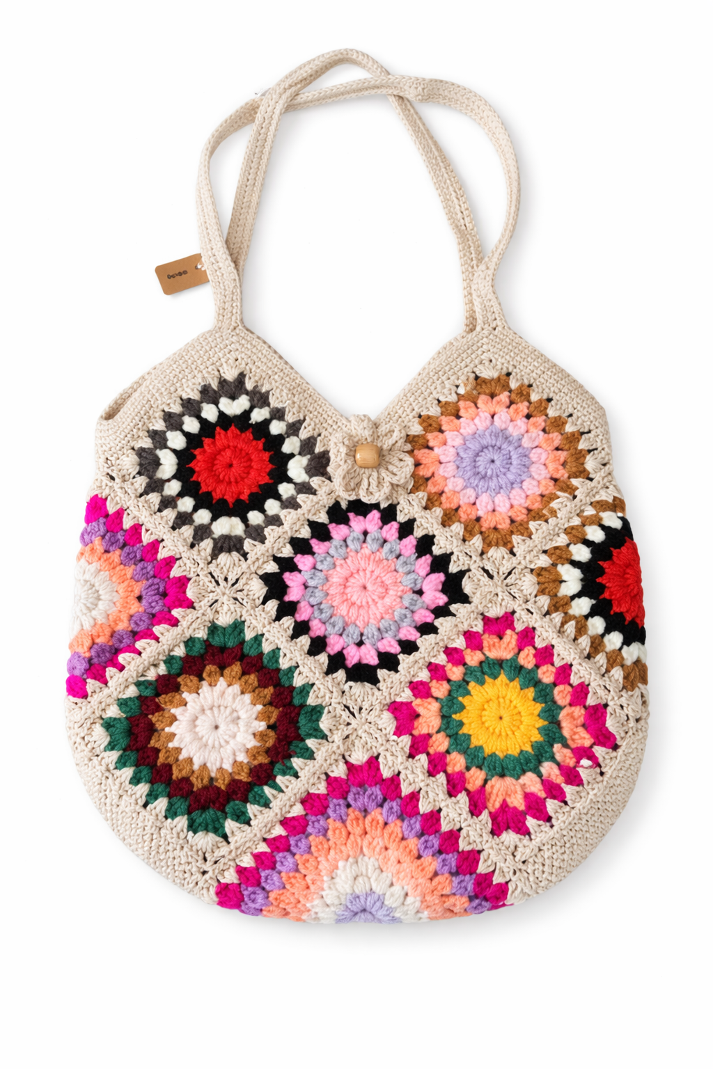 Crochet Rainbow Granny Square Tote Bag