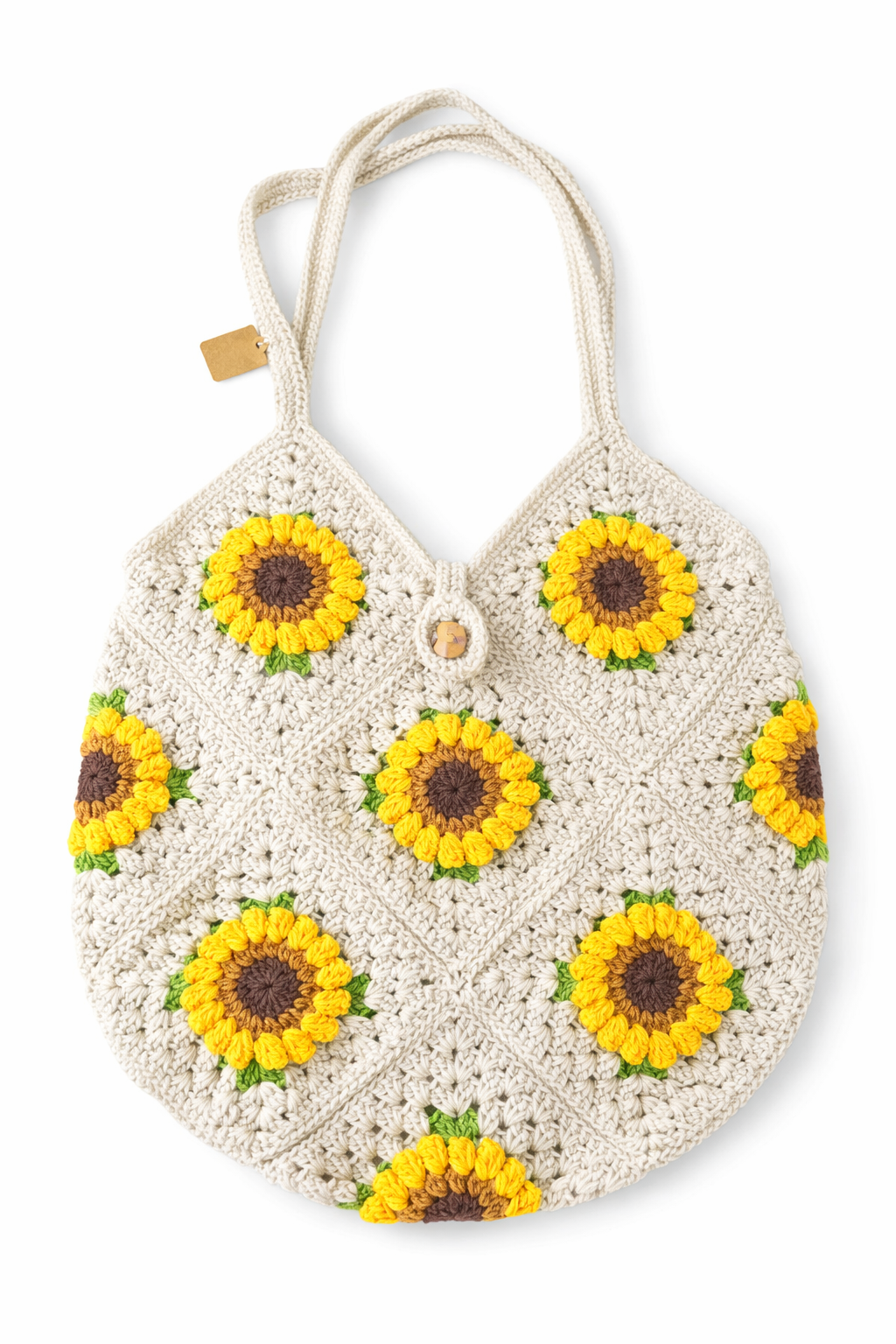 Crochet Large Sunflower Tote Bag