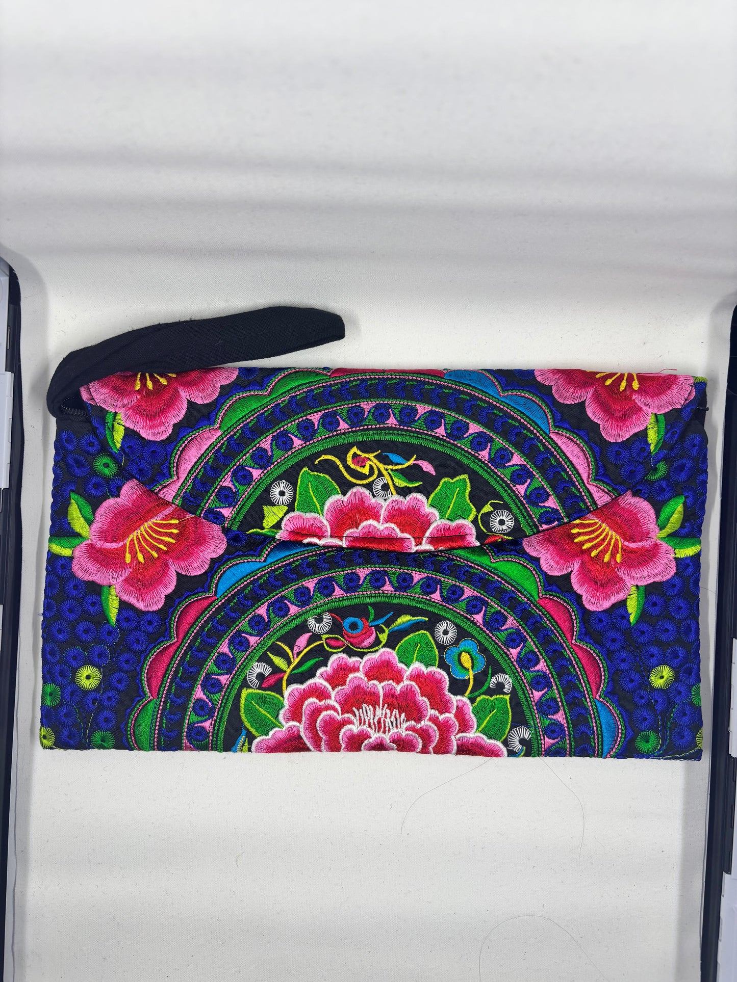 Large Colorful Embroidered Clutch-Handmade Statement Bag