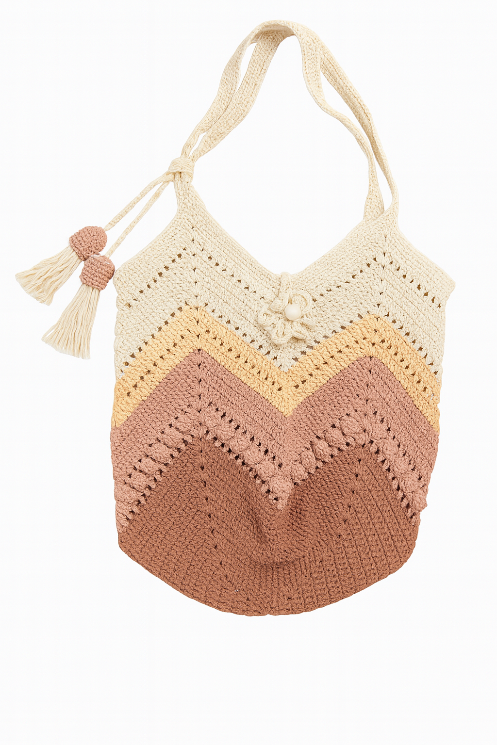 Handmade Crochet Chevron Tote Bag