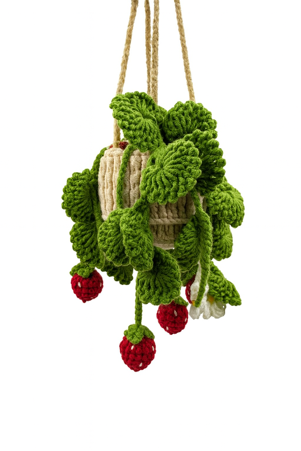 Crochet Strawberry Hanging Planter