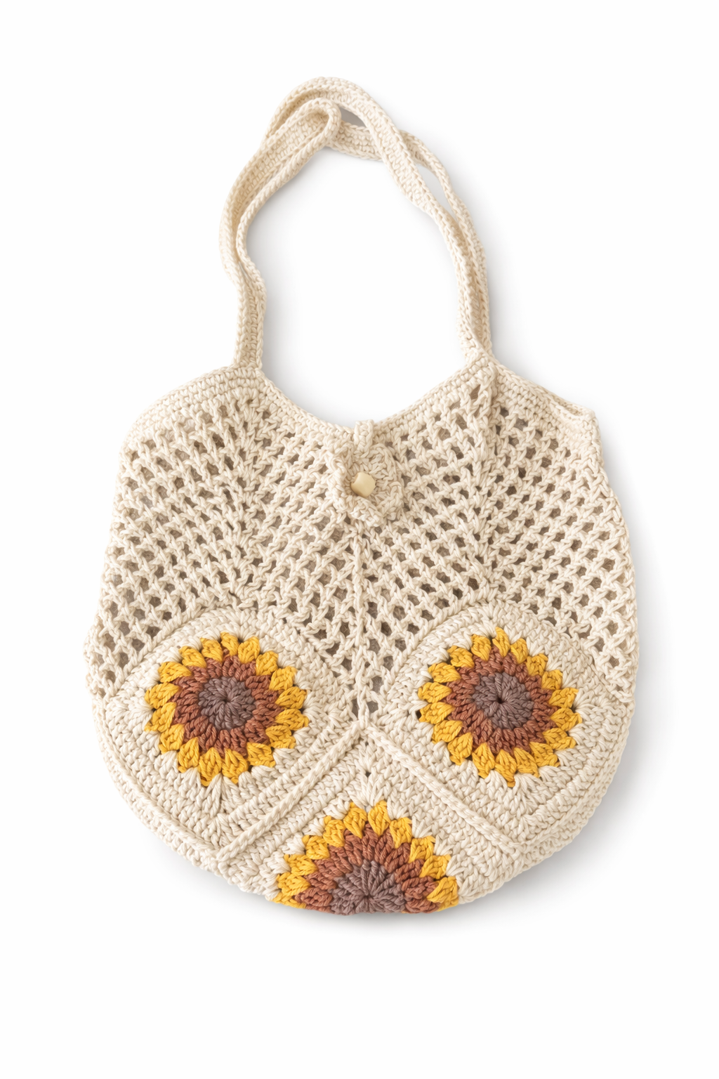 Small Crochet Sunflower Mesh Tote Bag