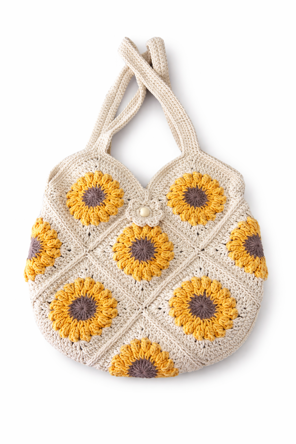 Handmade Small Crochet Sunflower Tote Bag