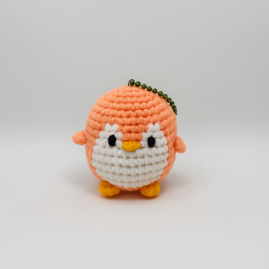Crochet Round Penguin Keychain