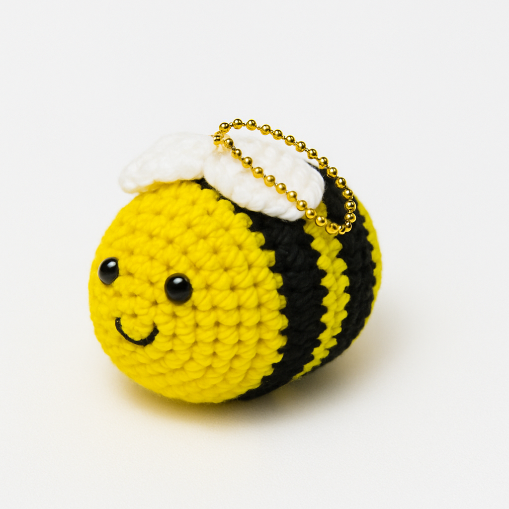 Crochet Bumble Bee with Black Stripe Keychain