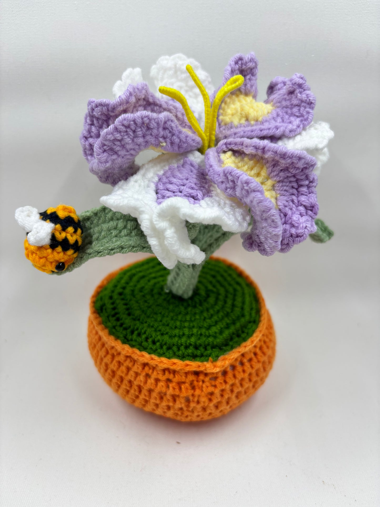 Crochet Hibiscus Flower Pot with Bee