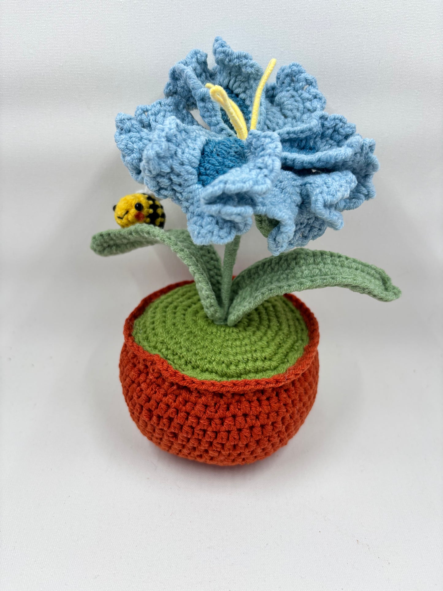 Crochet Hibiscus Flower Pot with Bee