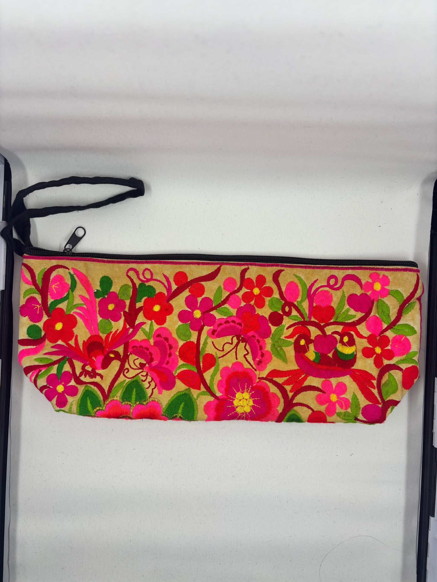 Large Embroidered Zipped Makeup Bag