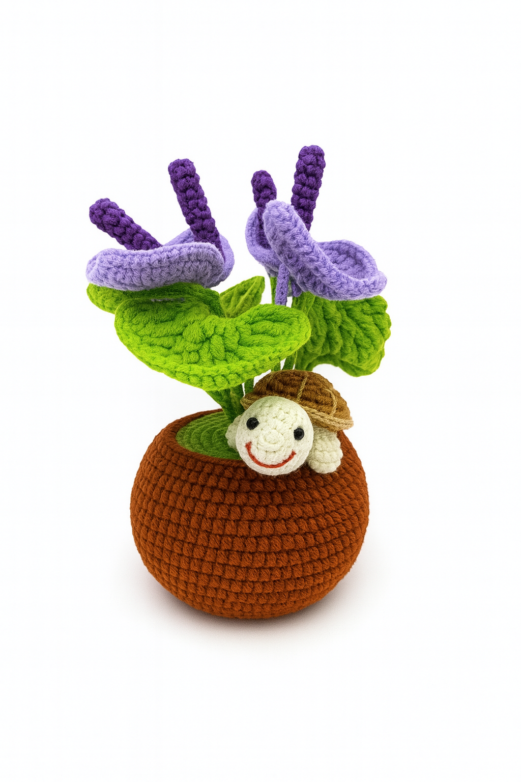 Crochet Lily Pad Flower with Turtle Flower Pot