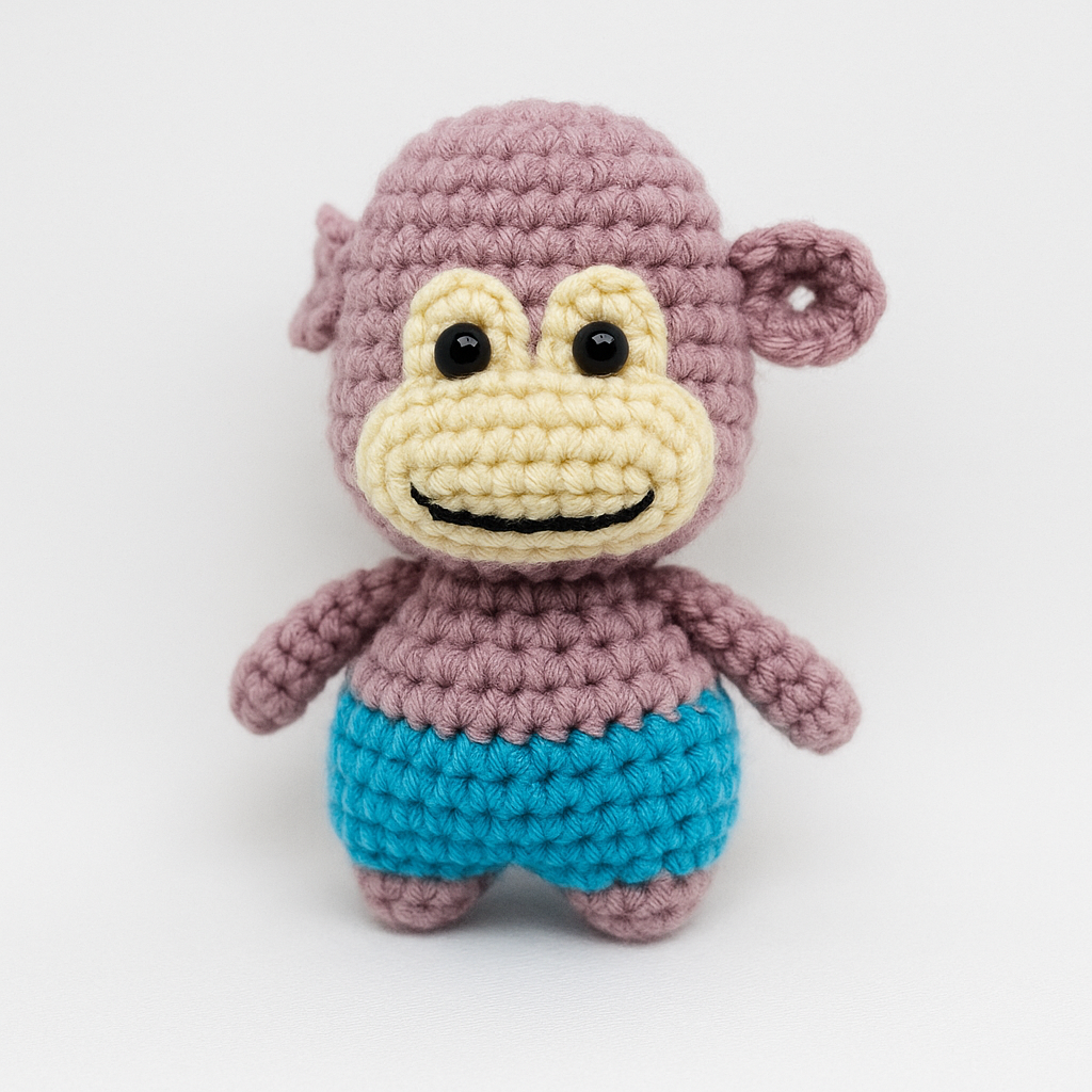 Crochet Monkey with Shorts Keychain