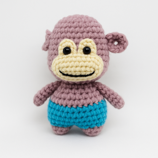 Crochet Monkey with Shorts Keychain