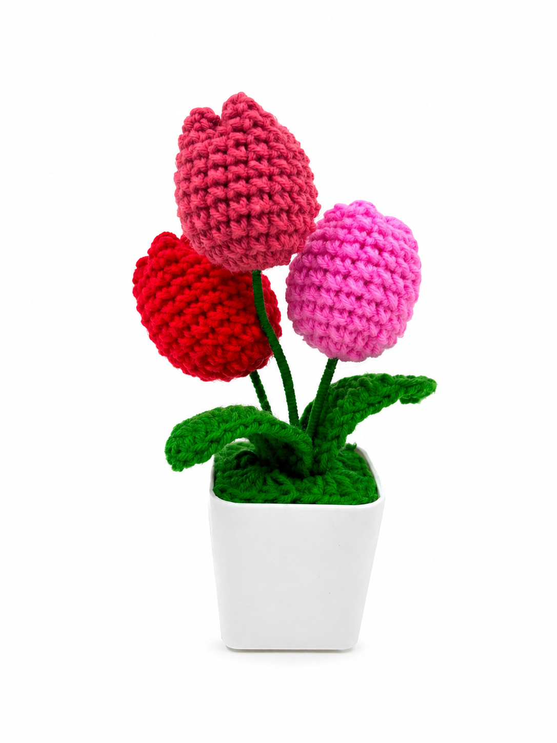 Handmade Crochet Tulip Arrangement in Pot