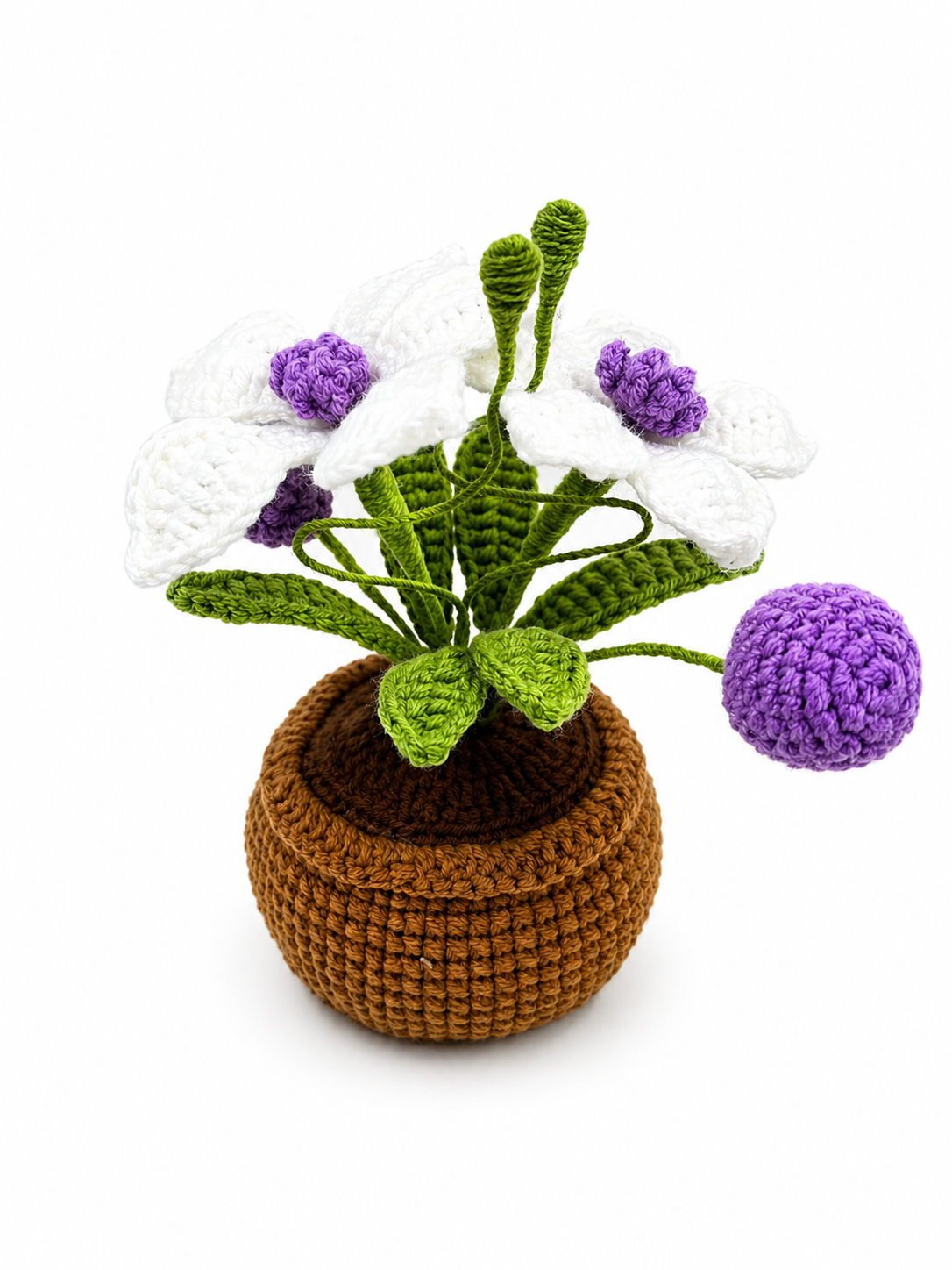 Handmade Crochet Orchid Flower in Pot