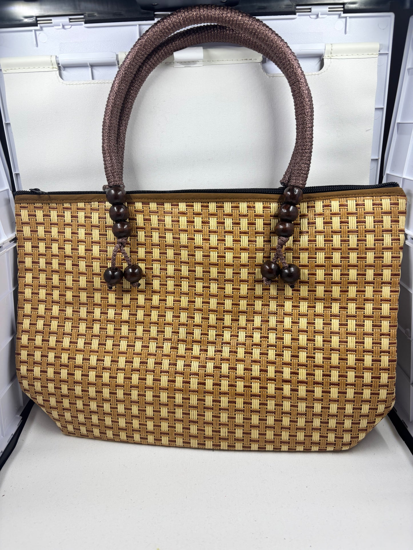 Large Bamboo Woven Tote Bag