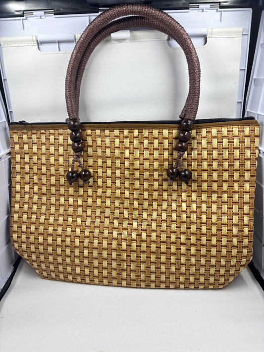 Large Bamboo Woven Tote Bag