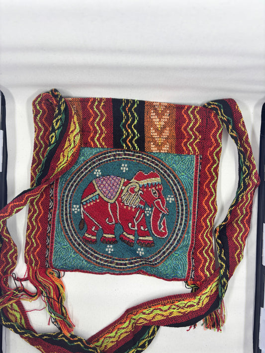Handwoven Boho Elephant Crossbody Bag-Multicolor Festival Style