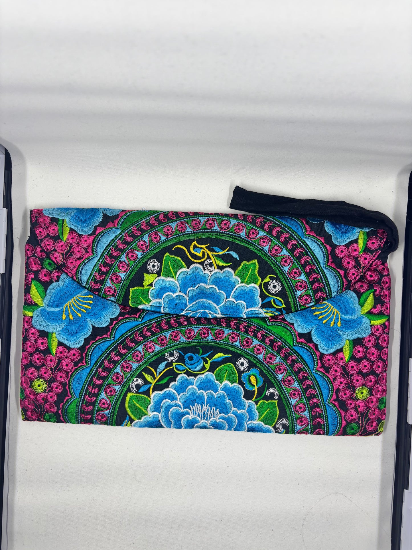 Large Colorful Embroidered Clutch-Handmade Statement Bag