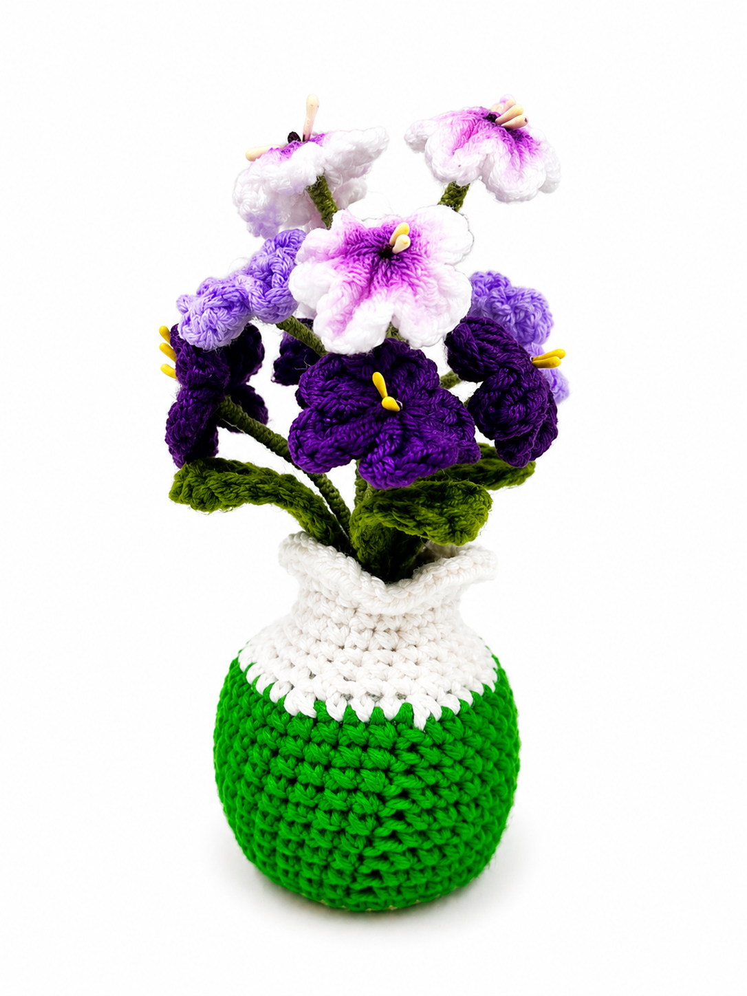 Handmade Crochet Cherry Blossom Arrangement in Pot