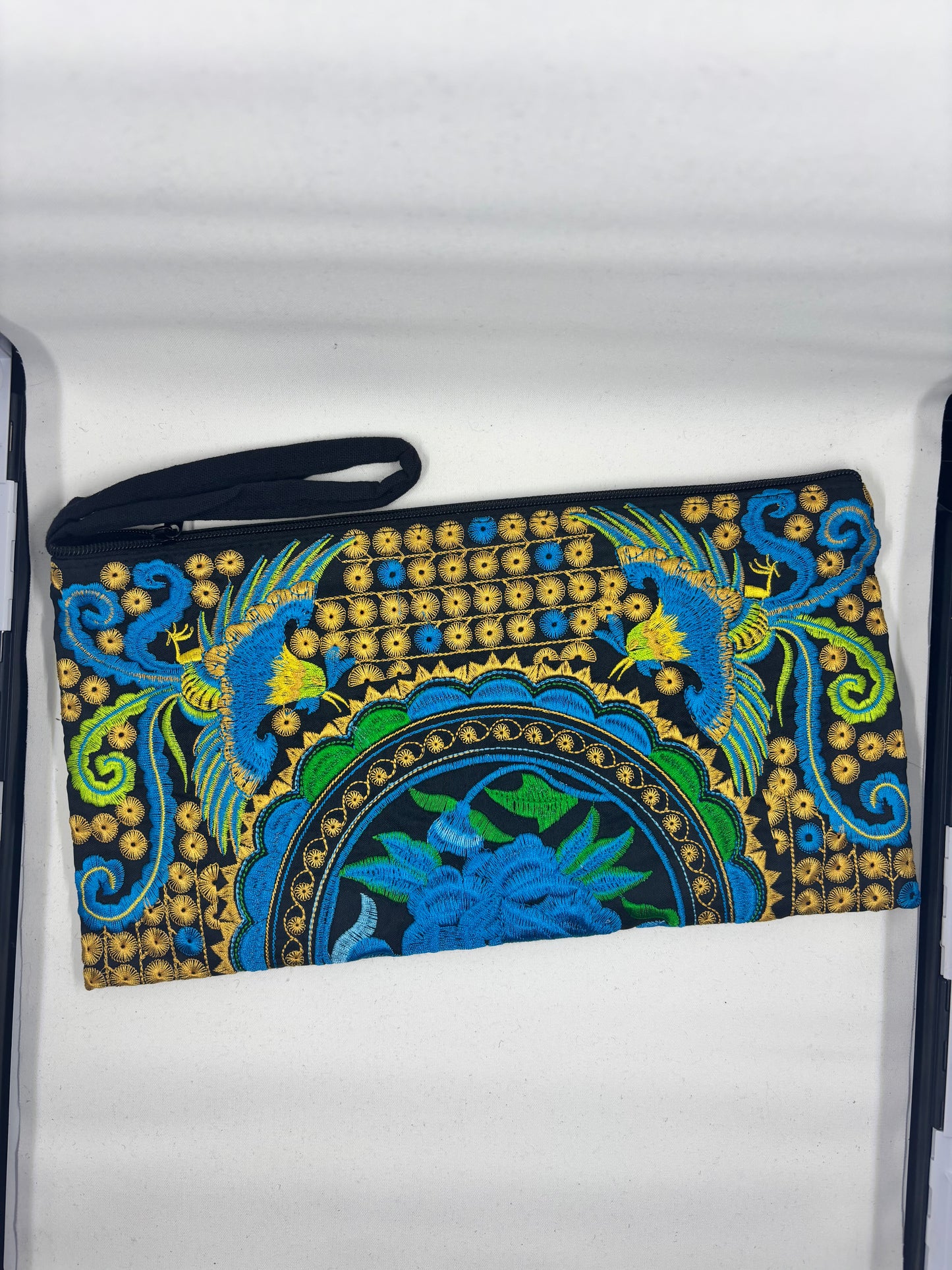 Extra Large Embroidered Zip Clutch