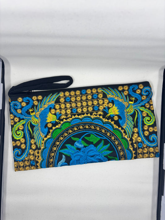 Extra Large Embroidered Zip Clutch