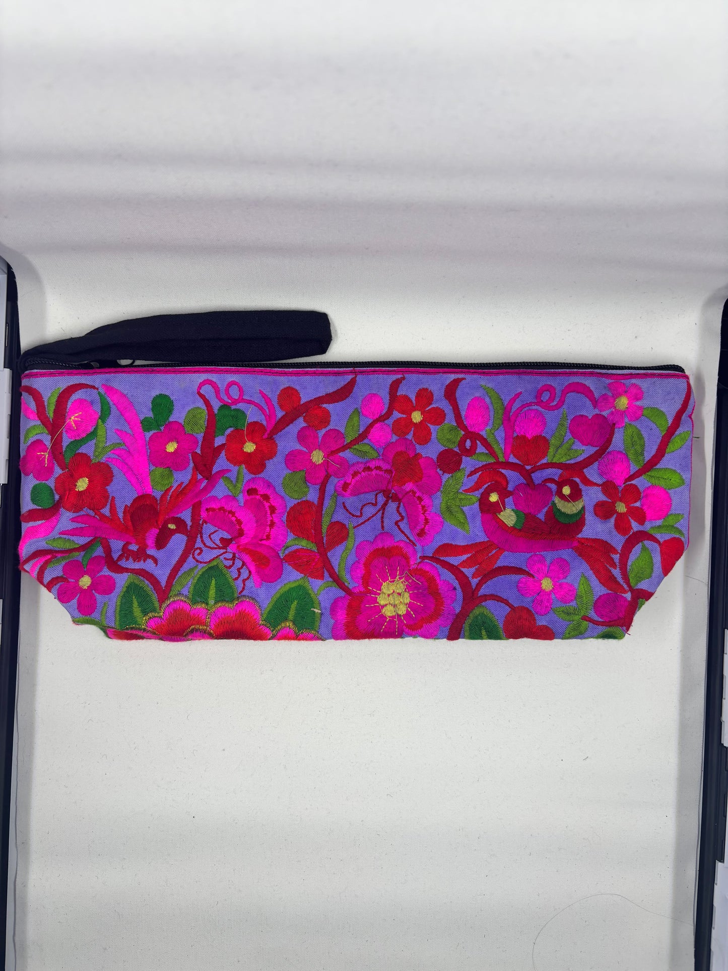 Large Embroidered Zipped Makeup Bag