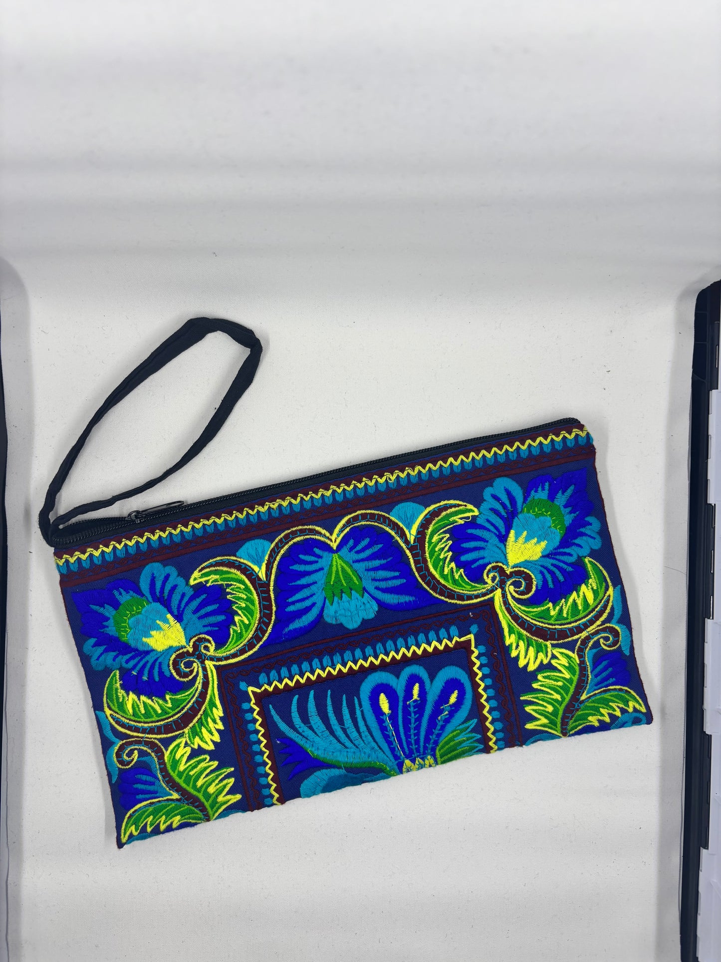 Large Embroidered Zip Clutch