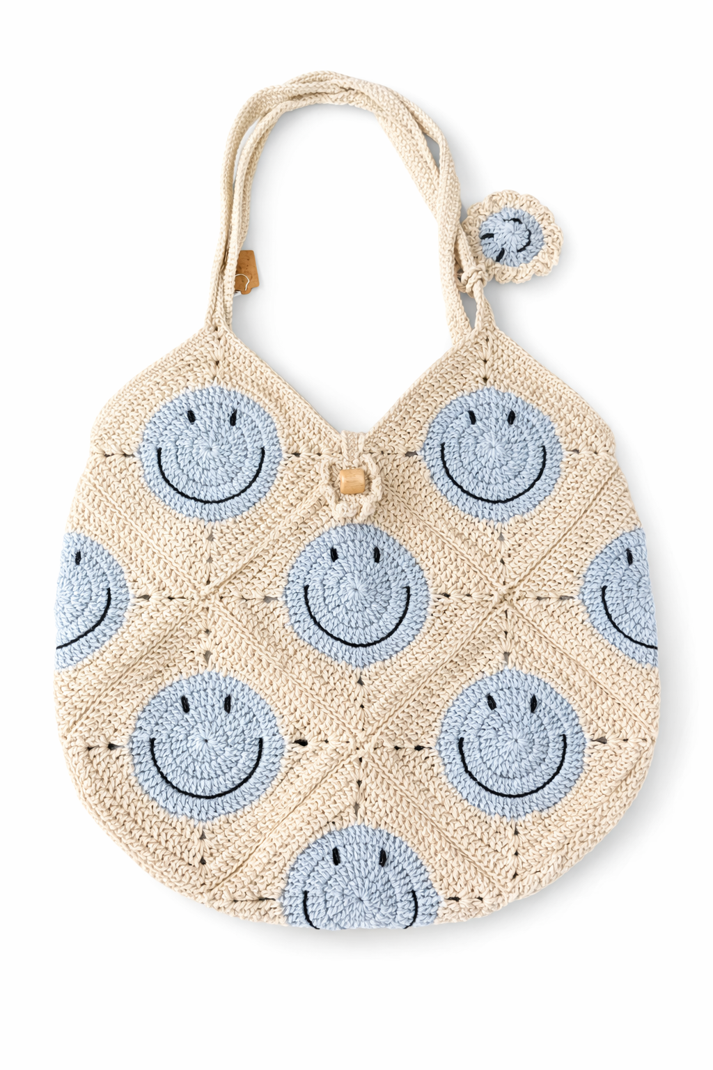 Crochet Smily Face Tote Bag