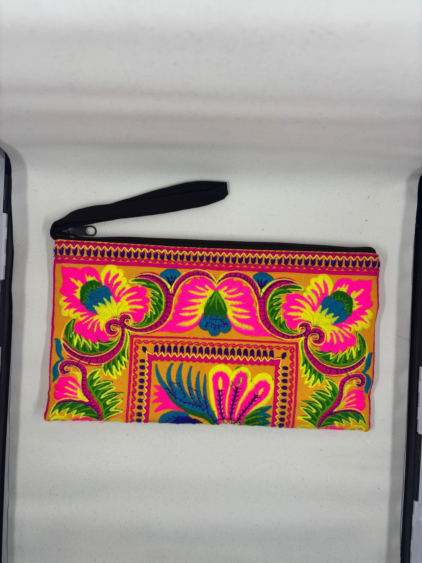 Large Embroidered Zip Clutch