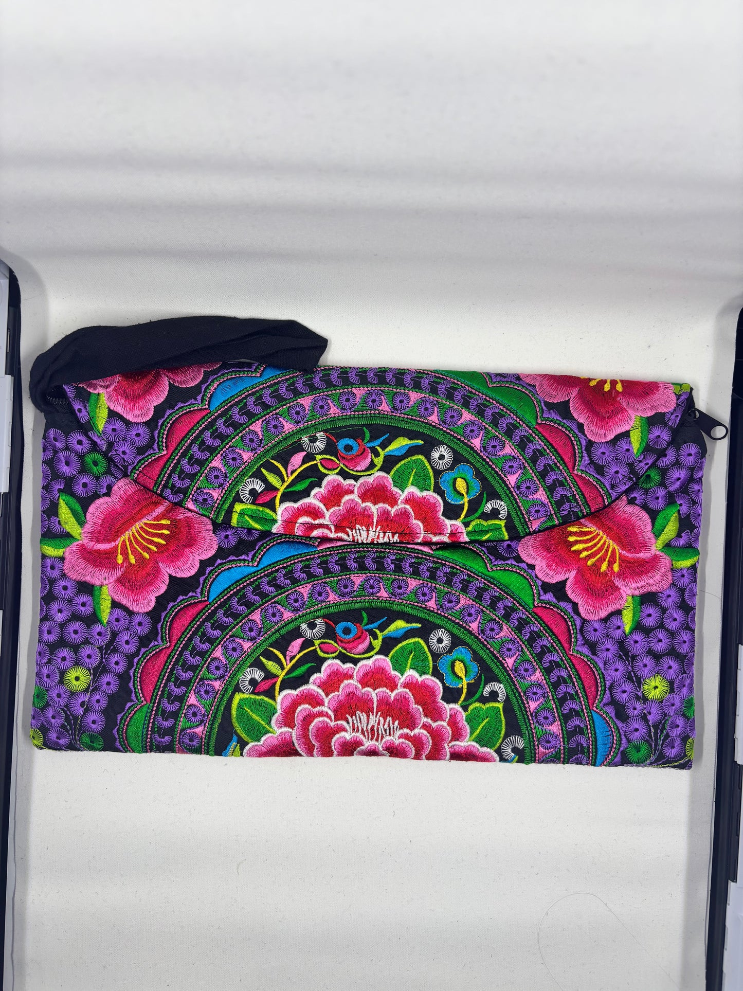 Large Colorful Embroidered Clutch-Handmade Statement Bag