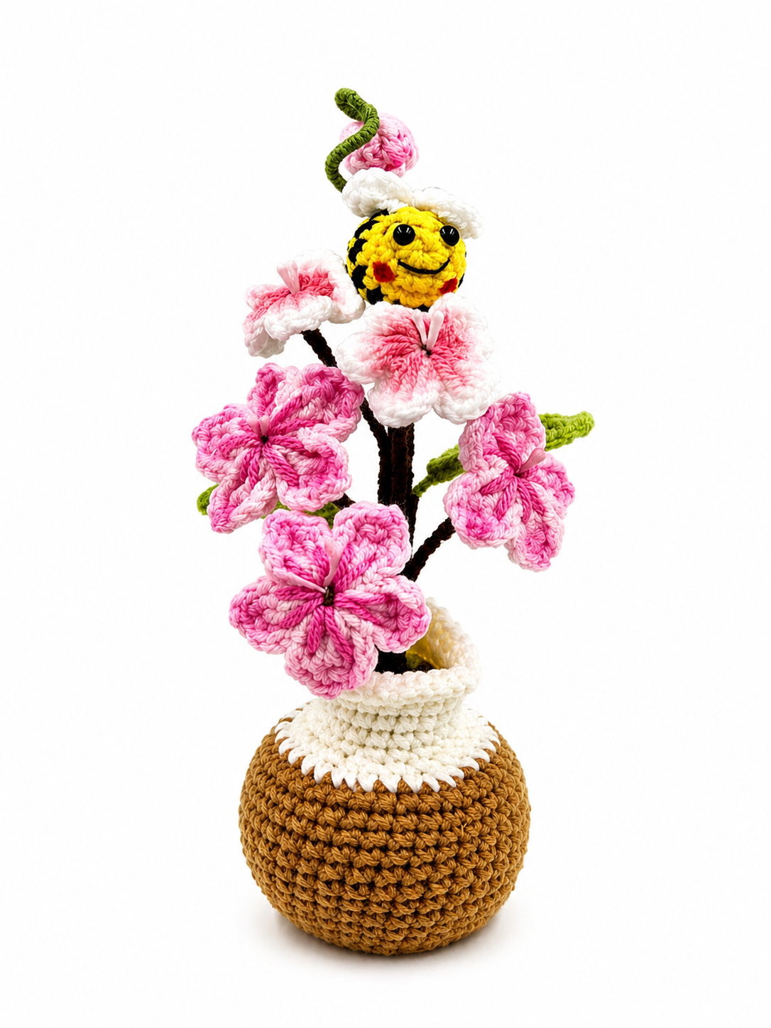 Handmade Crochet Cherry Blossom Bee Arrangement