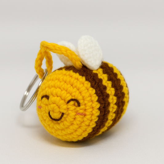 Crochet Brown Bee Keychain
