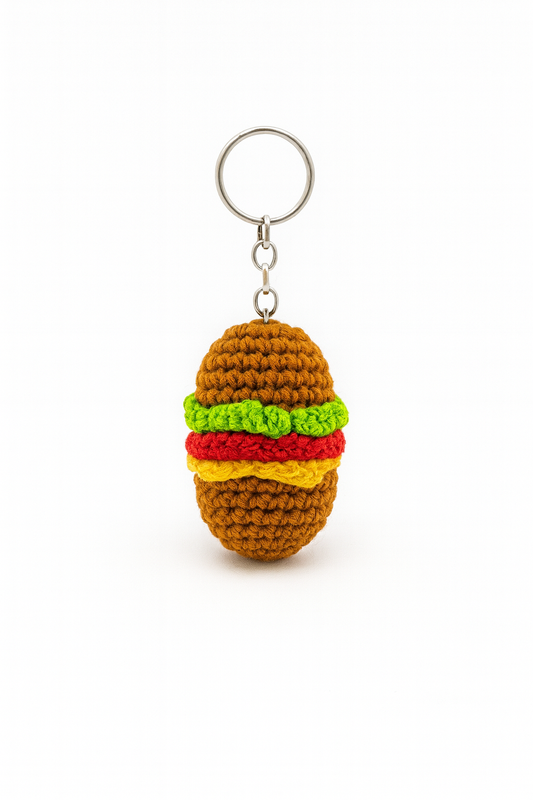 Crochet Cheeseburger Keychain
