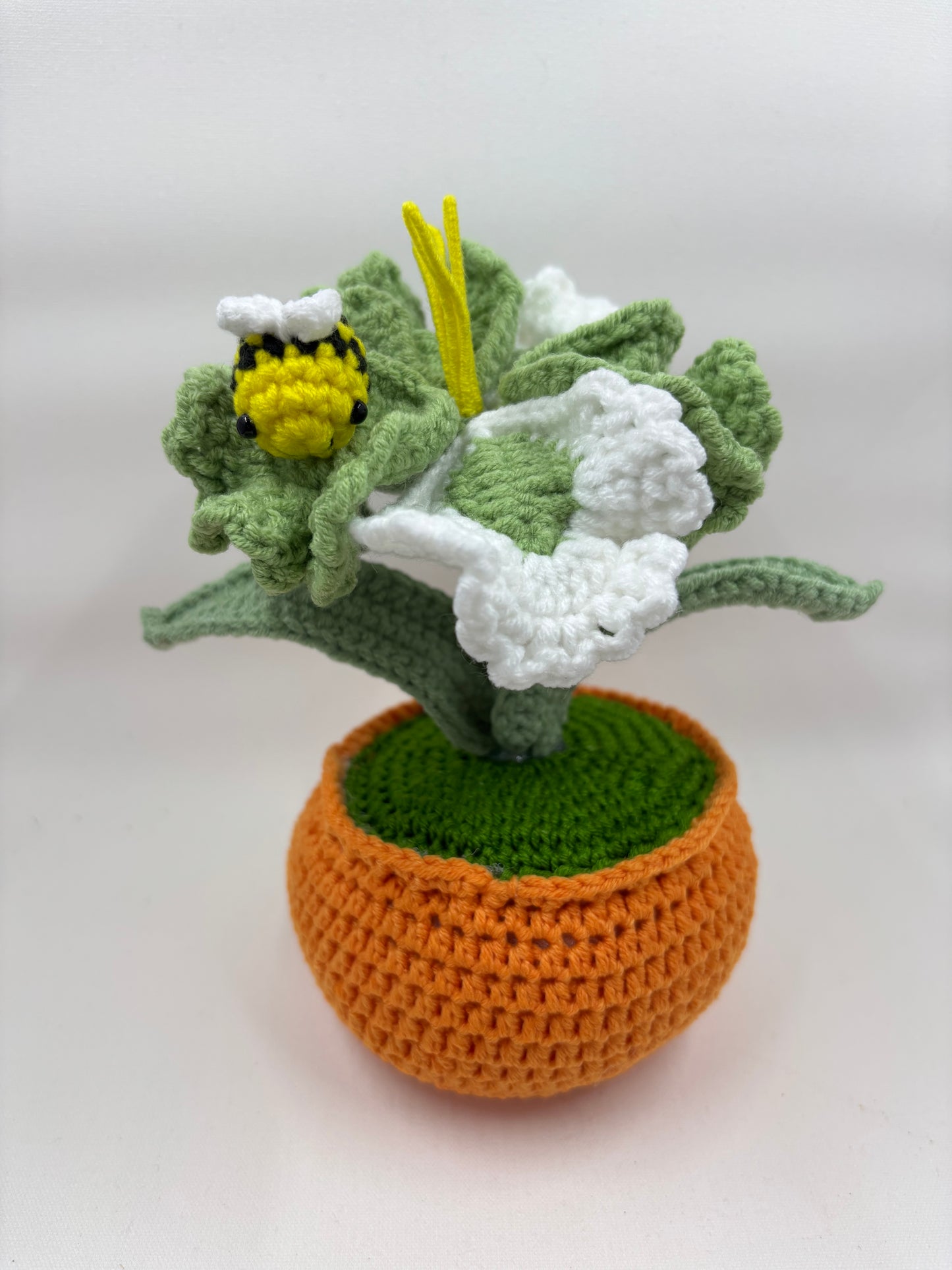 Crochet Hibiscus Flower Pot with Bee