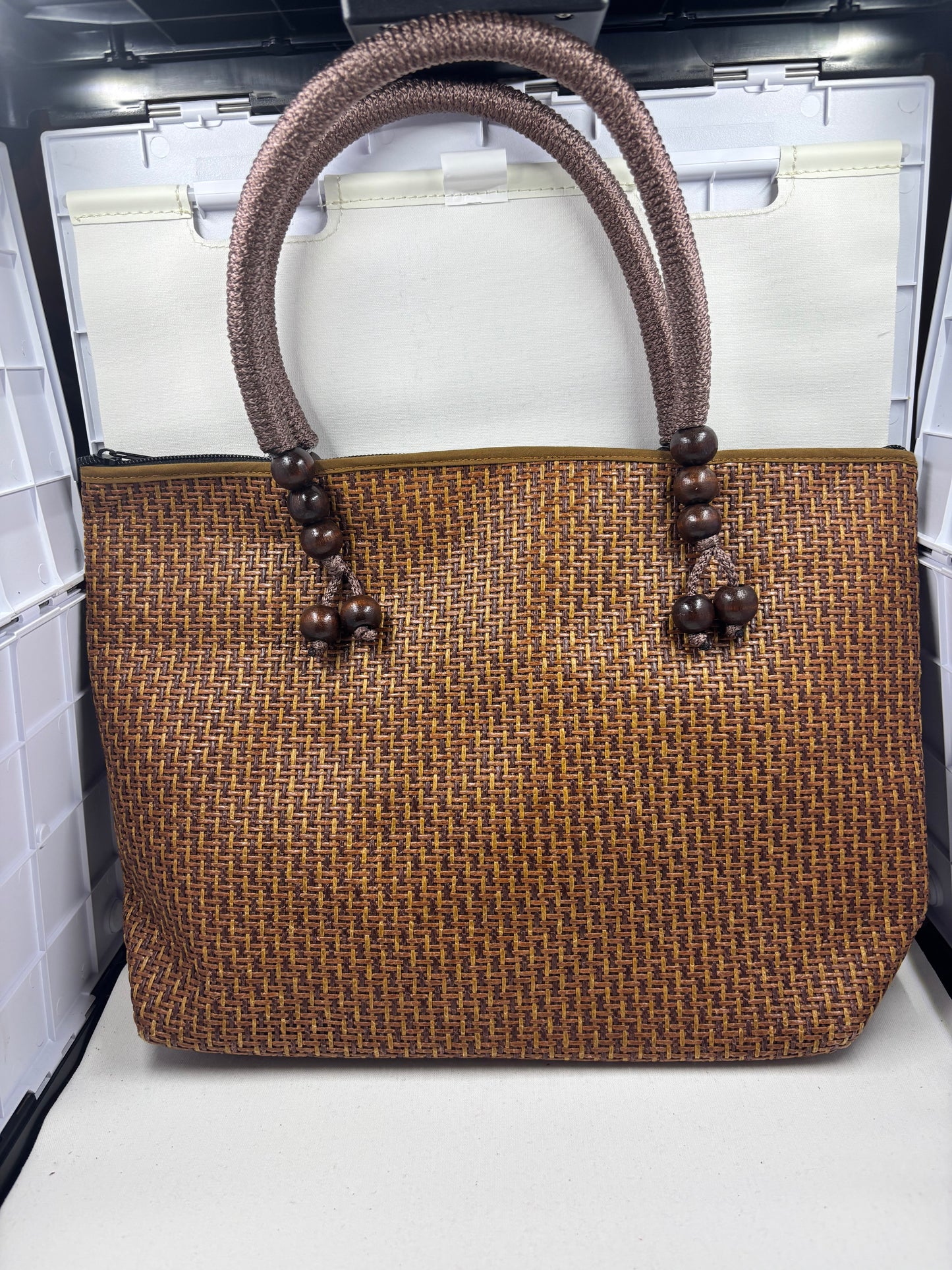 Large Bamboo Woven Tote Bag
