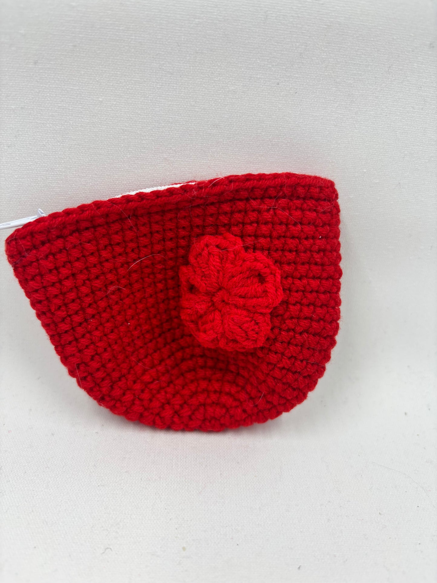 Handmade Crochet Coin Purse with Flower Accent