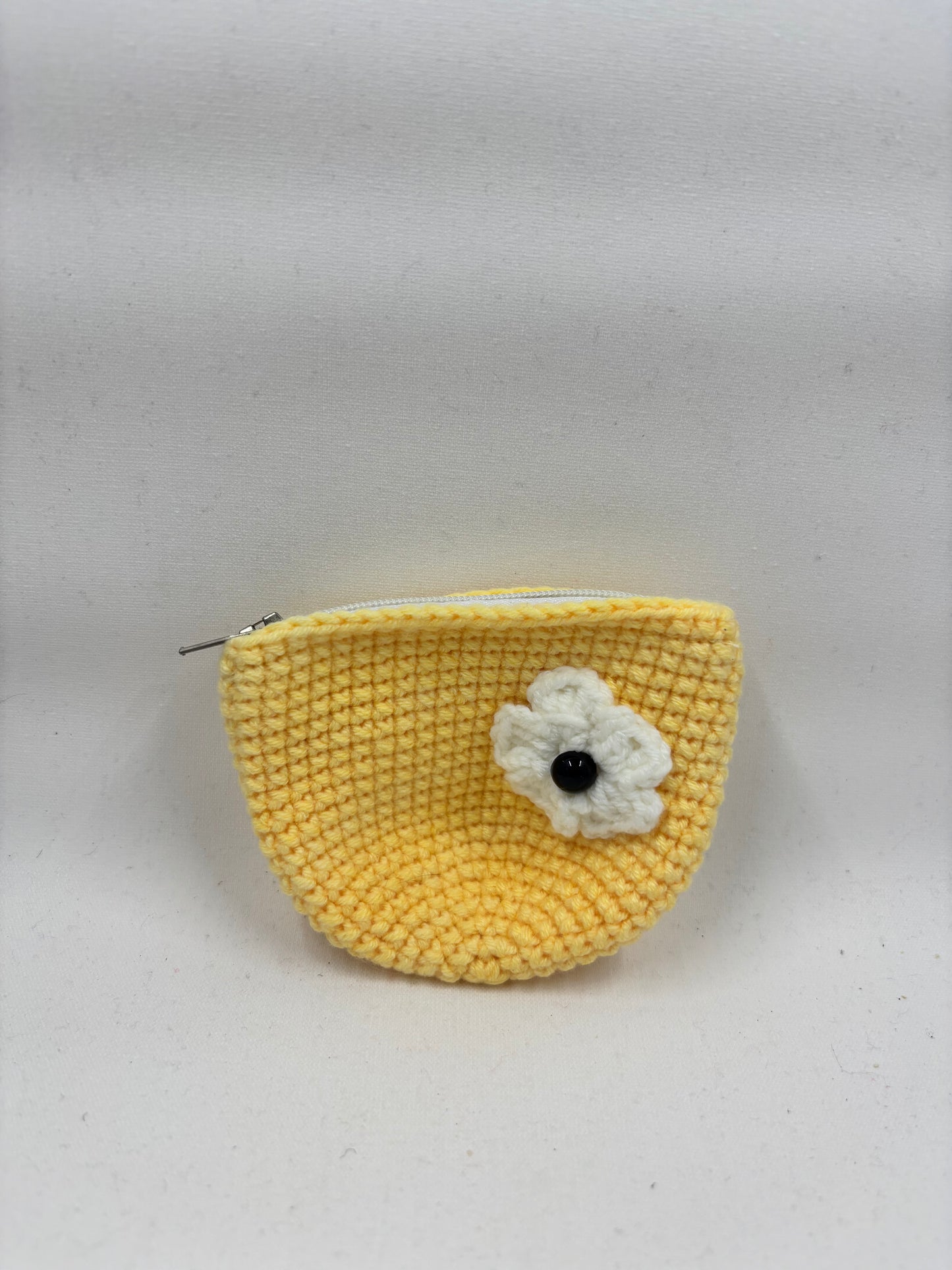 Handmade Crochet Coin Purse with Flower Accent