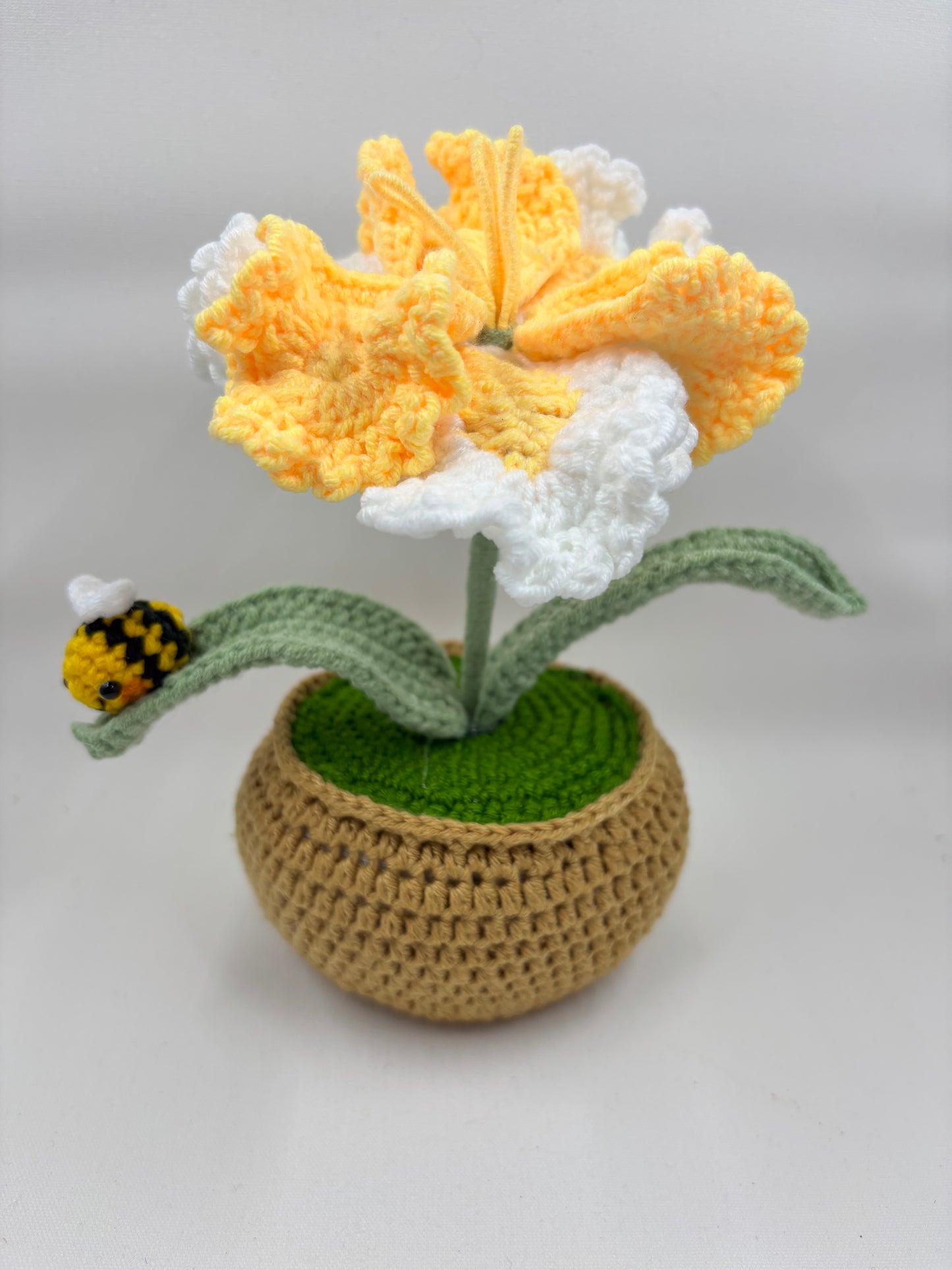 Crochet Hibiscus Flower Pot with Bee