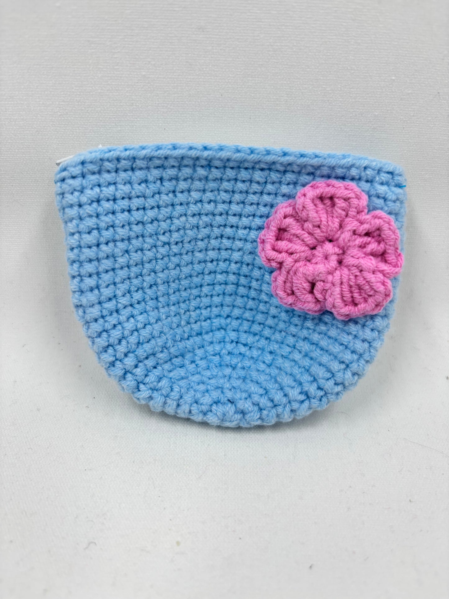 Handmade Crochet Coin Purse with Flower Accent