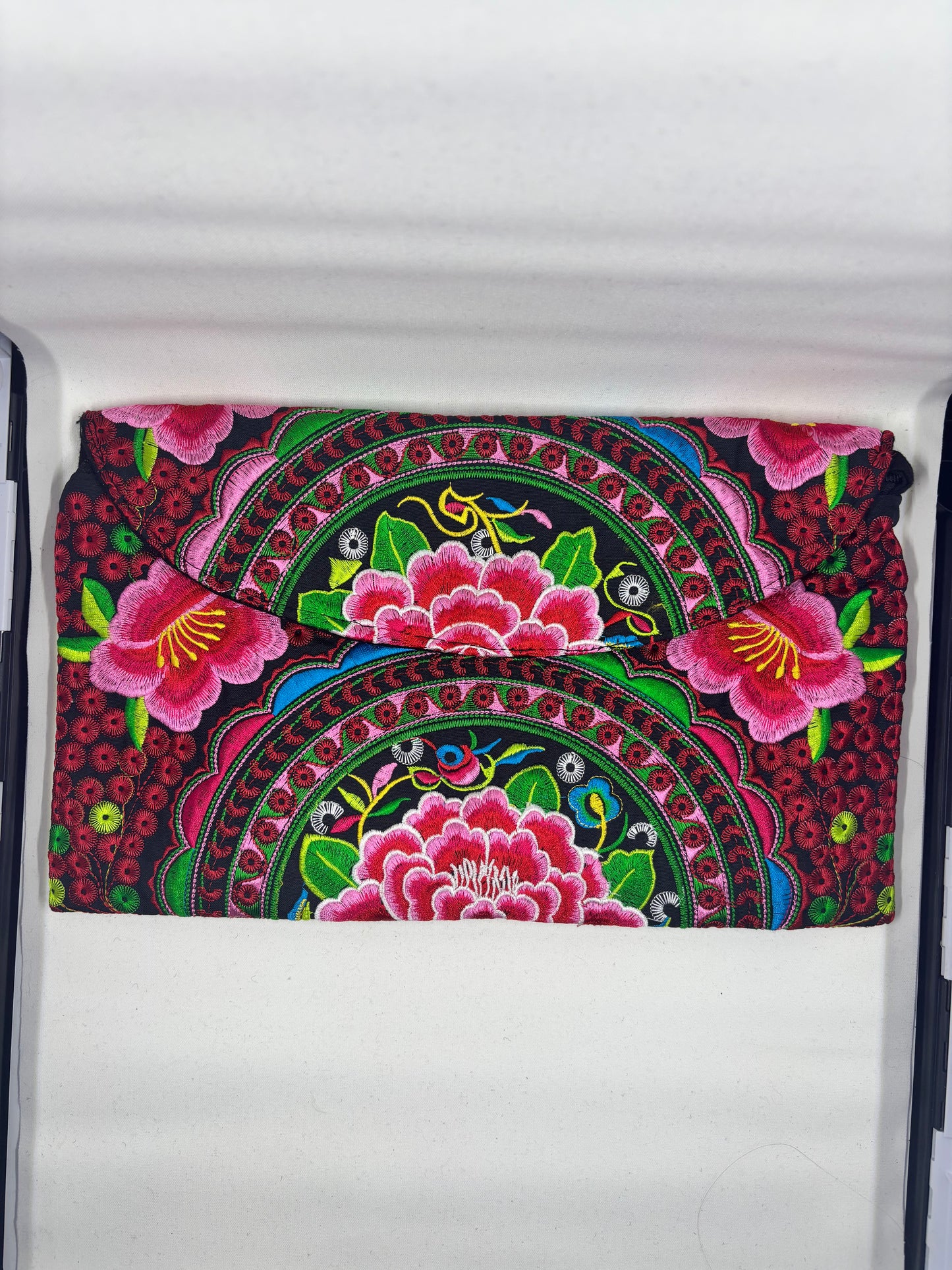 Large Colorful Embroidered Clutch-Handmade Statement Bag