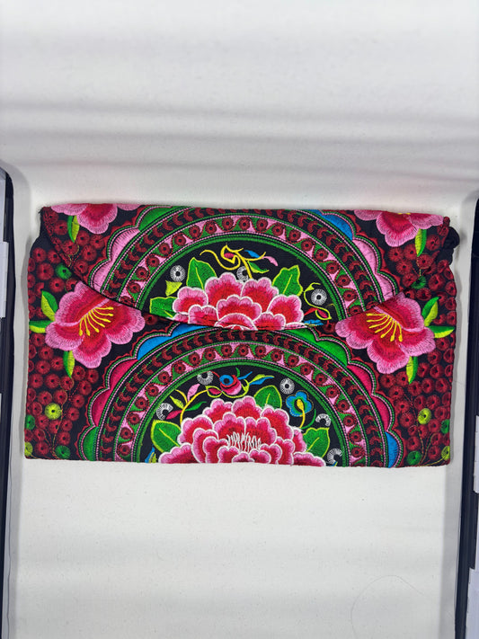 Large Colorful Embroidered Clutch-Handmade Statement Bag