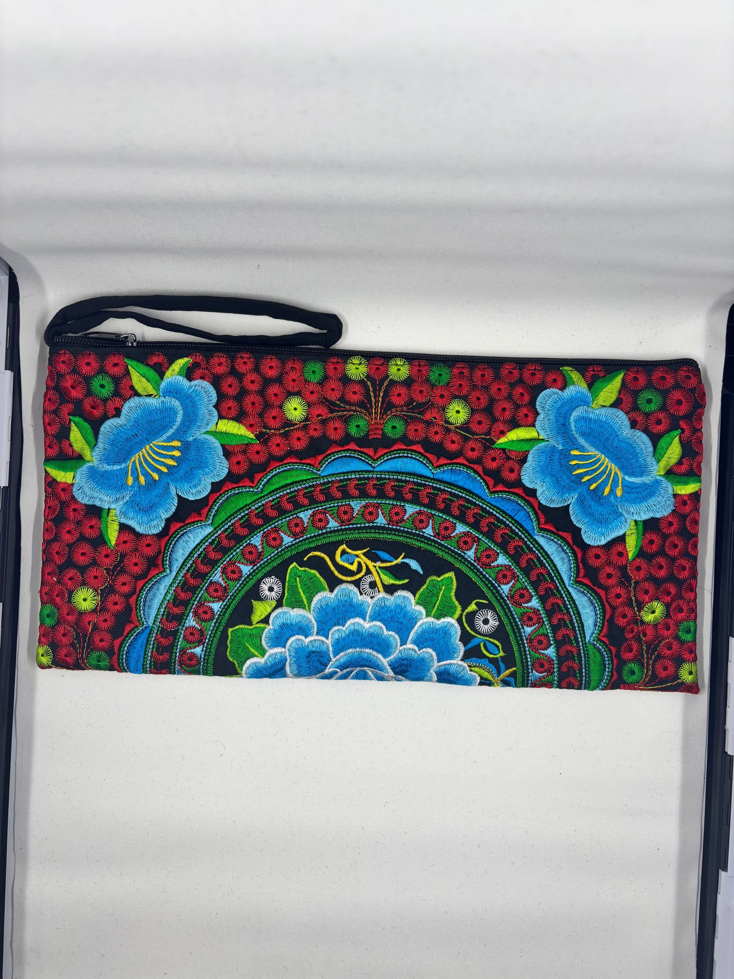 Extra Large Embroidered Zip Clutch