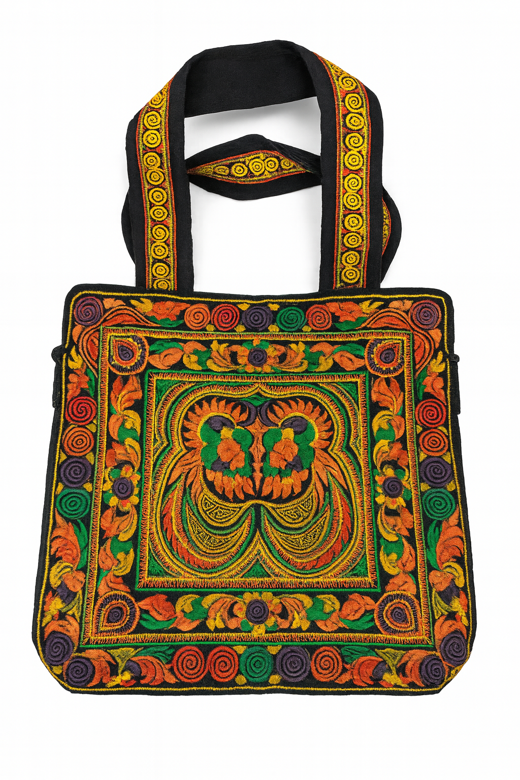 Embroidered Boho Mandala Tote Bag