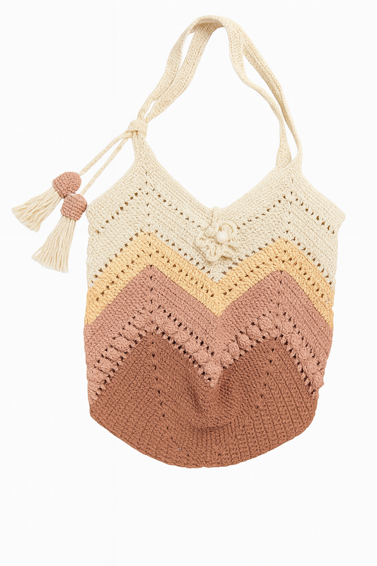 Handmade Crochet Chevron Tote Bag