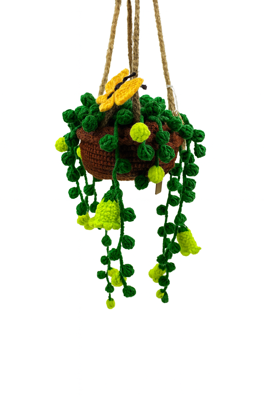 Crochet Hanging Plant With Butterfly
