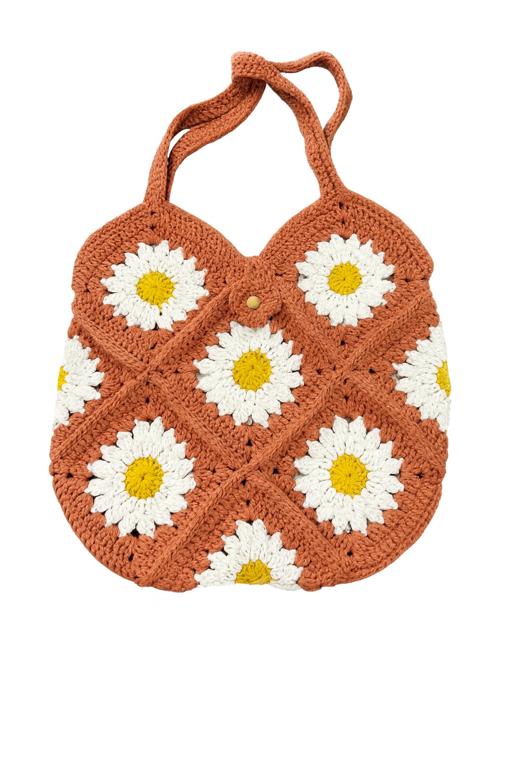 Terracotta Daisy Crochet Shoulder Bag