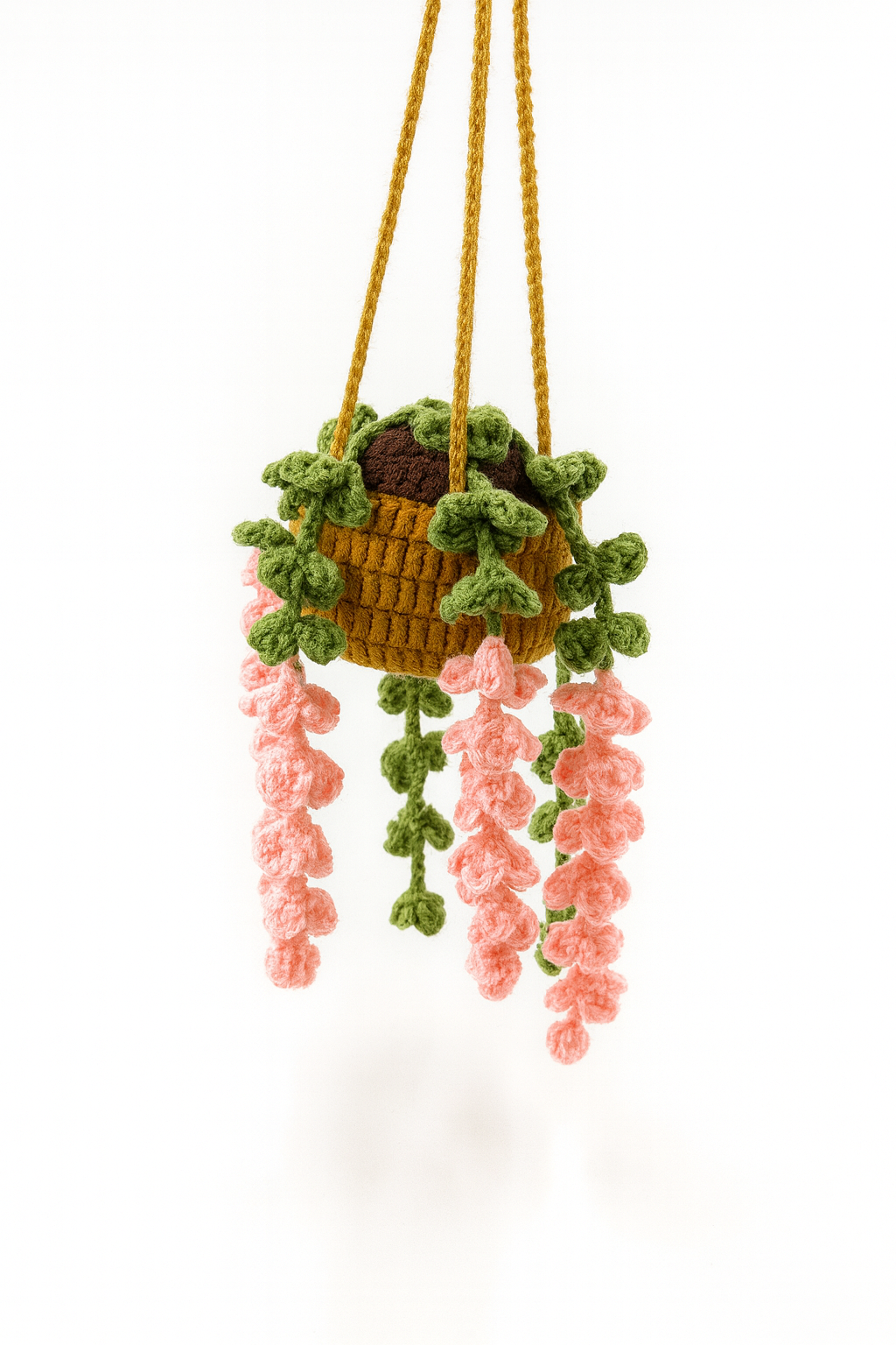 Crochet Cascading Pink Bloom Hanging Plant