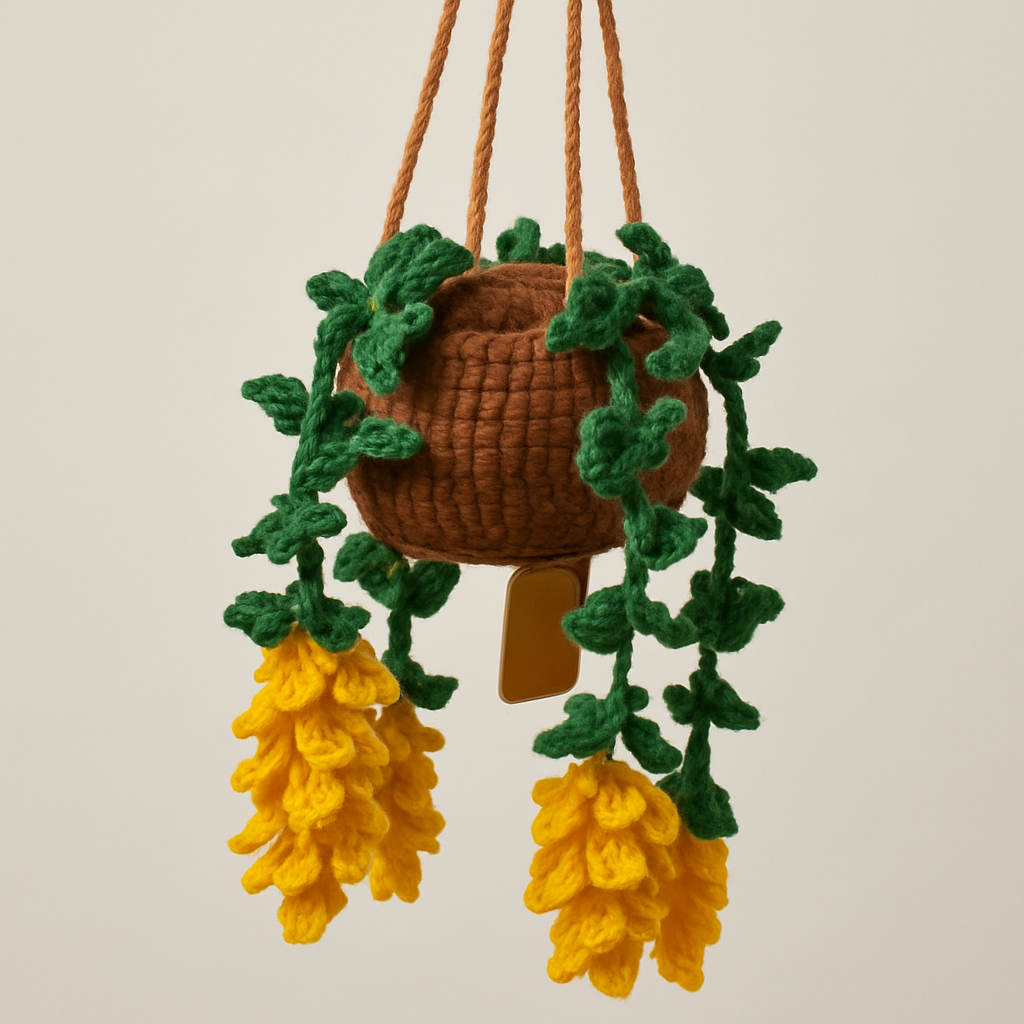 Crochet Hanging Yellow Blooms Plant