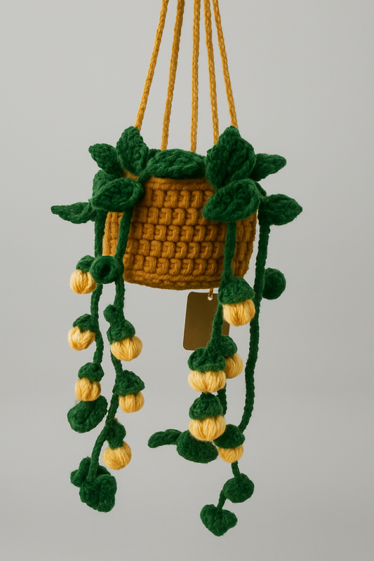 Crochet Hanging Yellow Blooms Plant