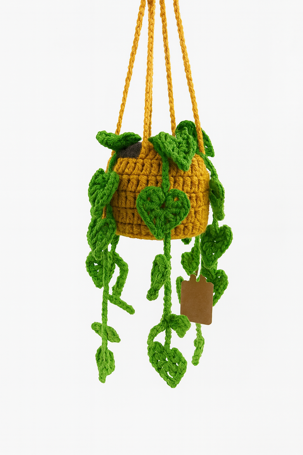 Crochet Hanging Heart-Leaf Vine Basket